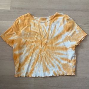 white and orange tiedye crop top